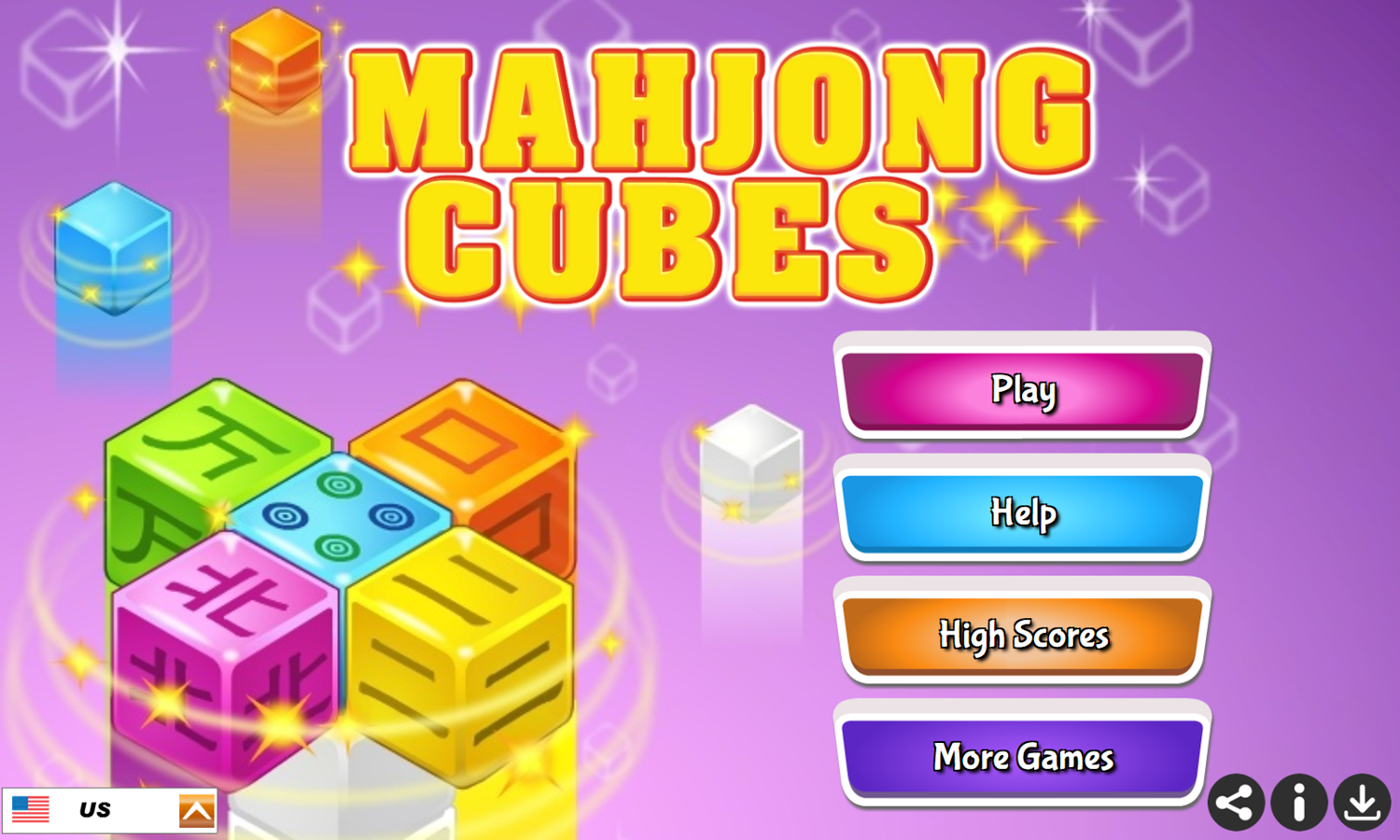 Mahjong Cubes Game Welcome Screen Screenshot.