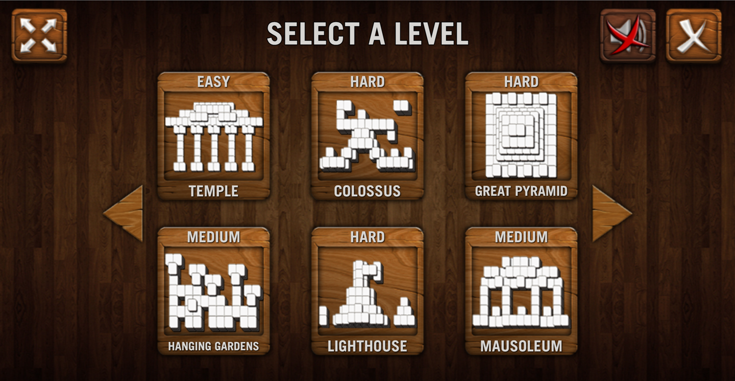 Mahjong Deluxe Level Select Screen Screenshot.