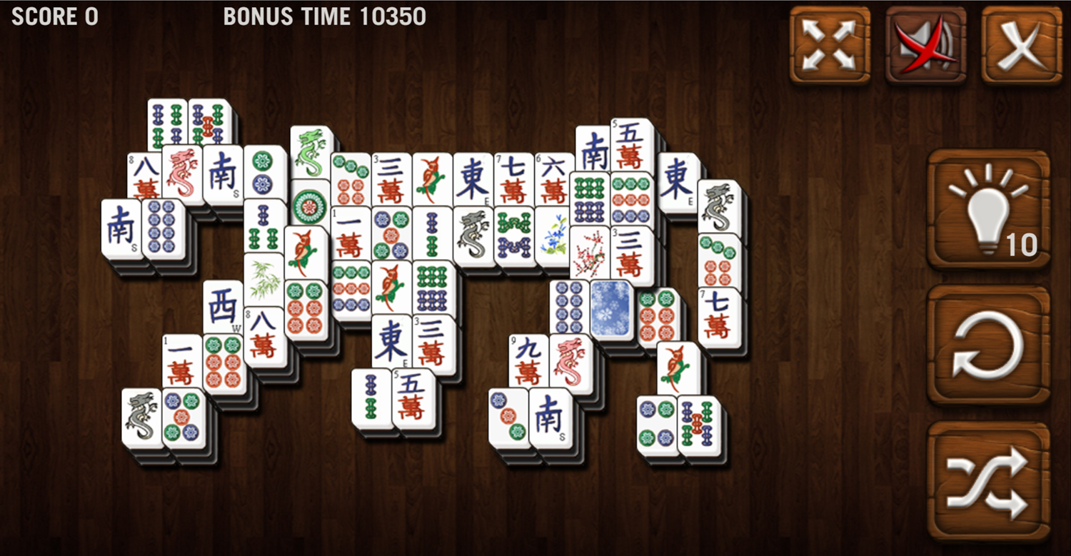 Mahjong Deluxe Game Tiger Level Screenshot.