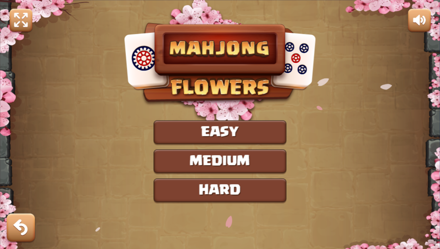 Mahjong Flowers Game Difficulty Select Screenshot.