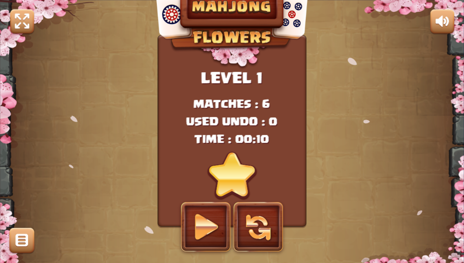 Mahjong Flowers Game Level Complete Screenshot.