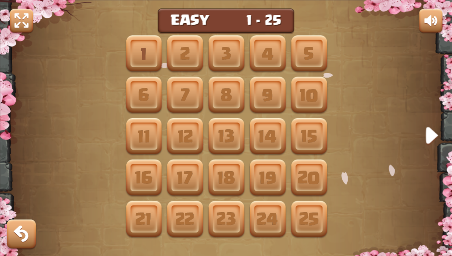 Mahjong Flowers Game Level Select Screenshot.