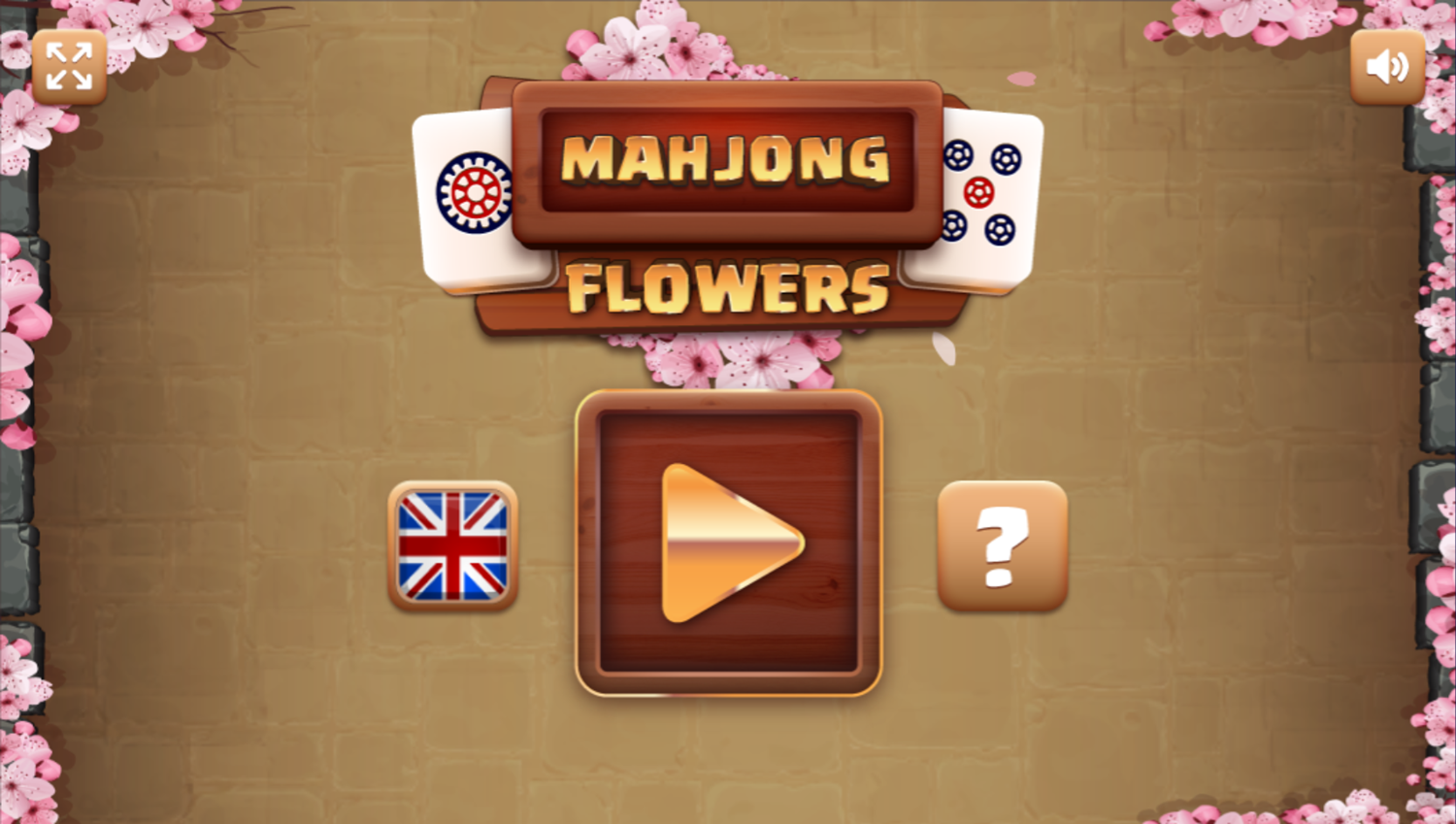 Mahjong Flowers Game Welcome Screen Screenshot.