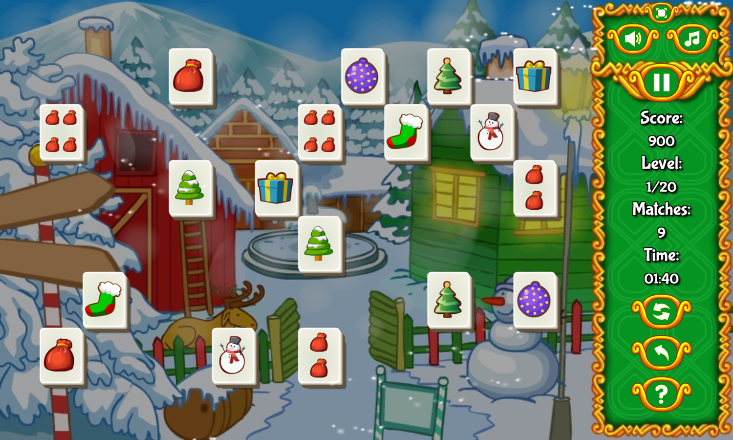 Mahjong For Christmas Game Play Screenshot.