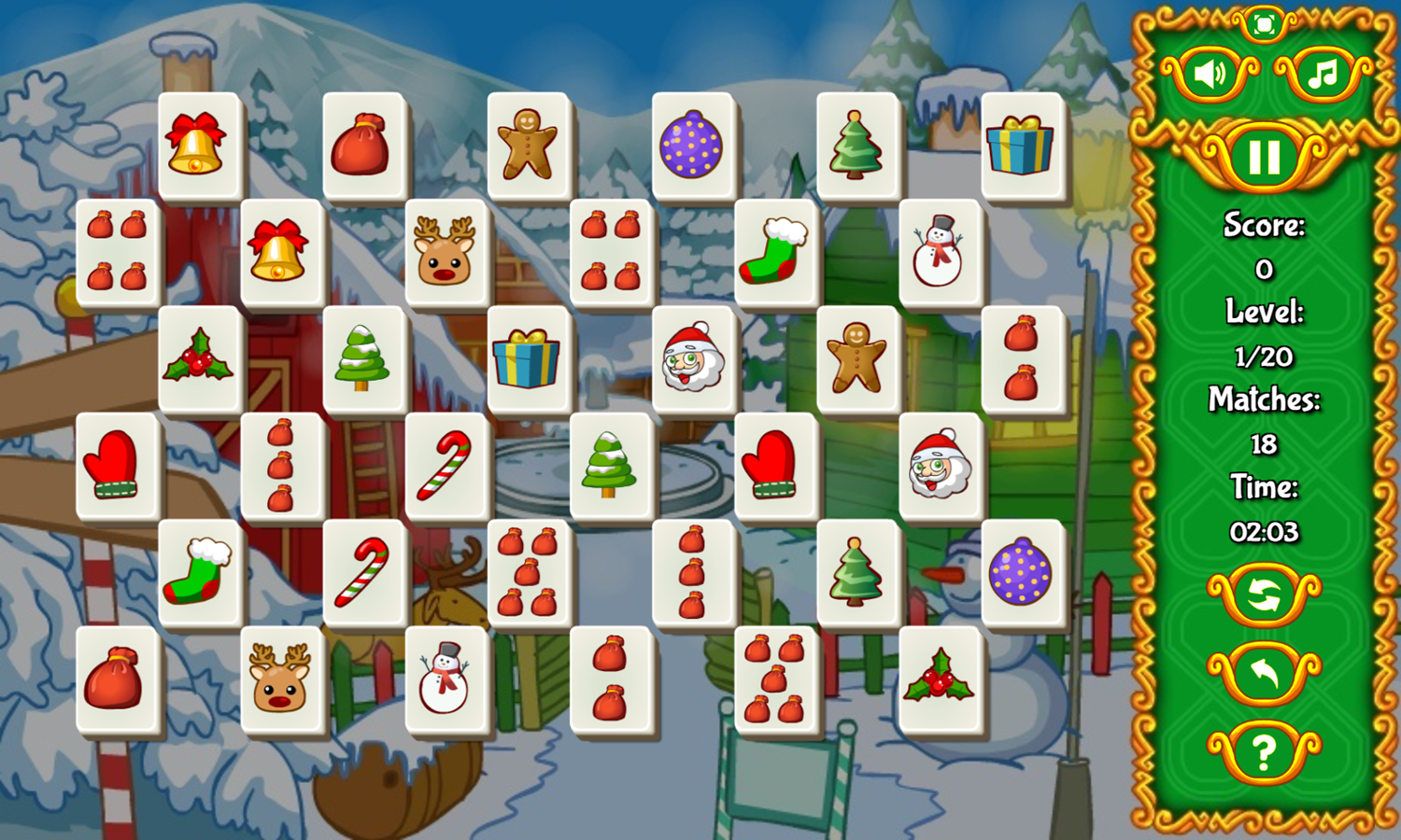 Mahjong For Christmas Game Start Screenshot.