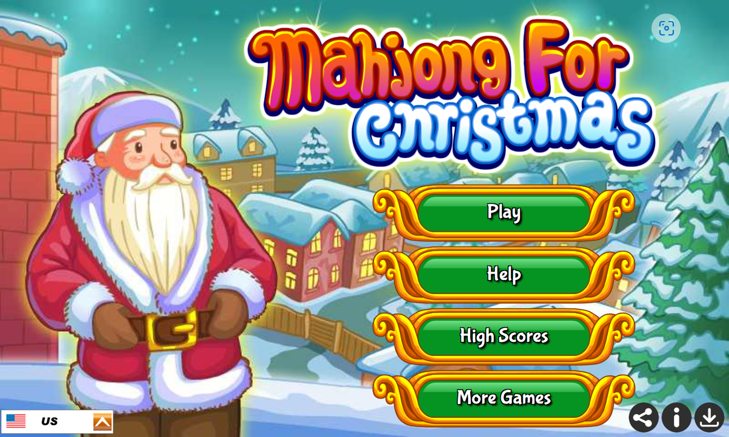 Mahjong For Christmas Game Welcome Screen Screenshot.