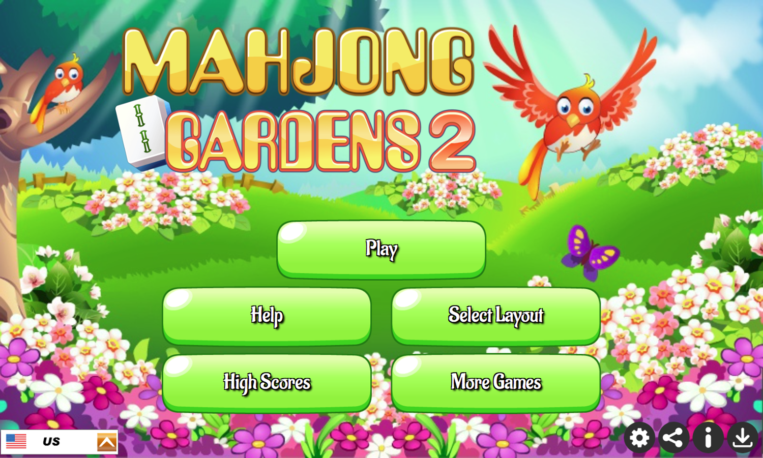 Mahjong Gardens 2 Game Welcome Screen Screenshot.