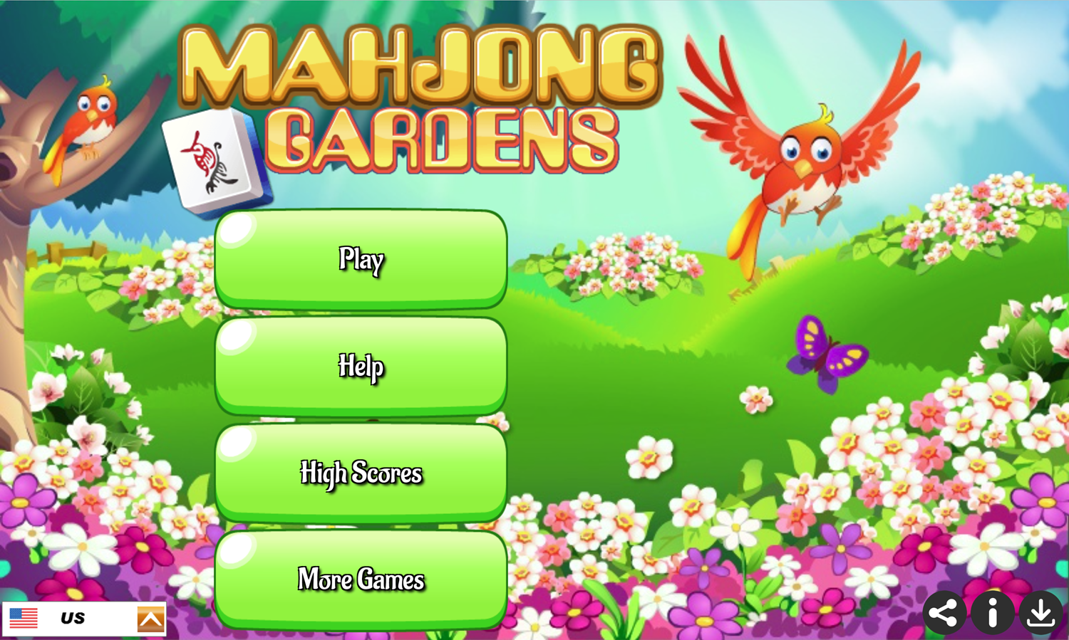 Mahjong Gardens Game Welcome Screen Screenshot.