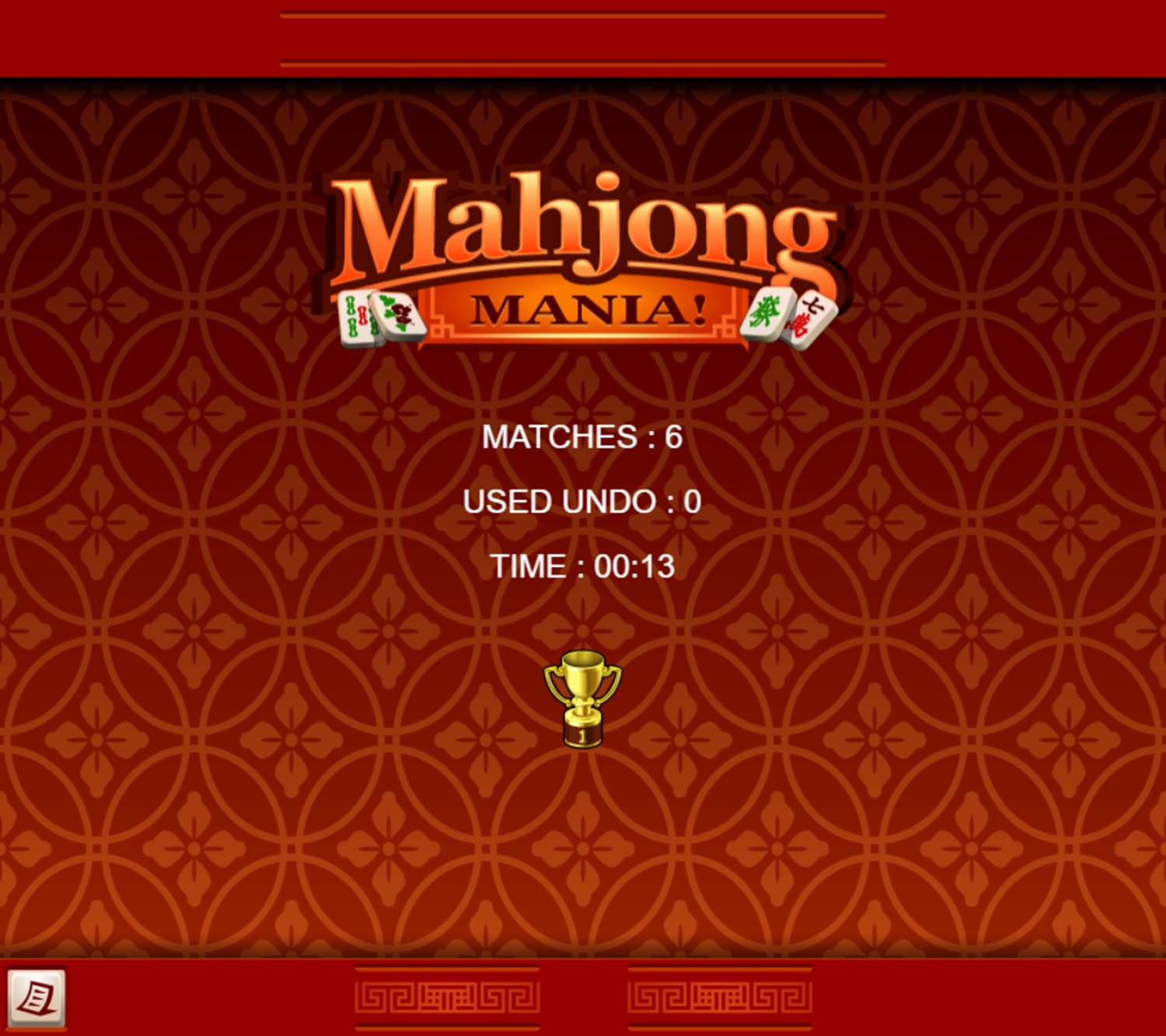Mahjong Mania Game Level Complete Screenshot.