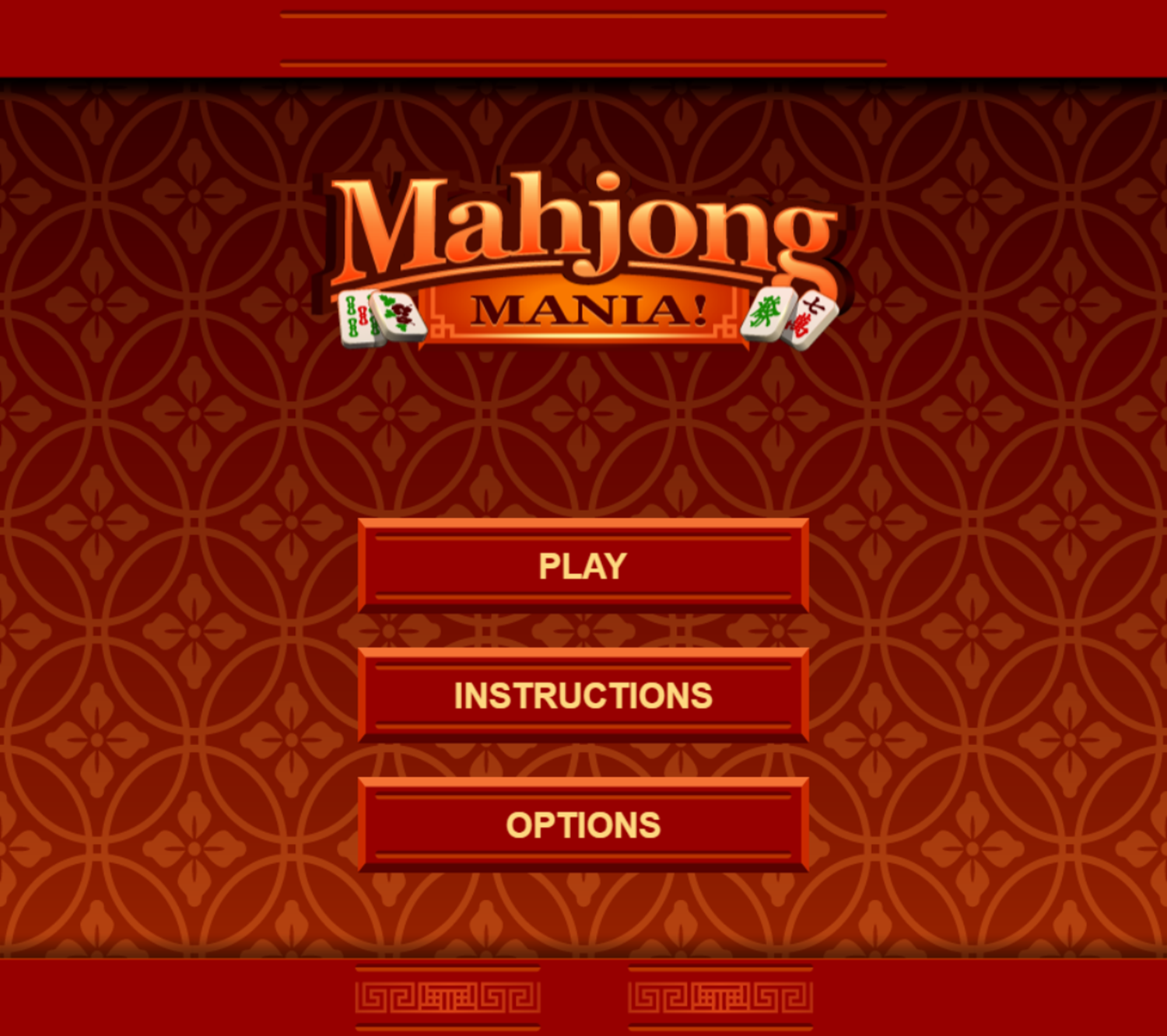 Mahjong Mania Game Welcome Screen Screenshot.
