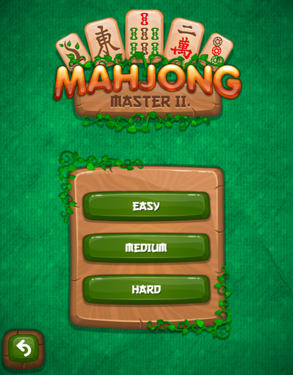 Mahjong Master 2 Game Difficulty Select Screenshot.