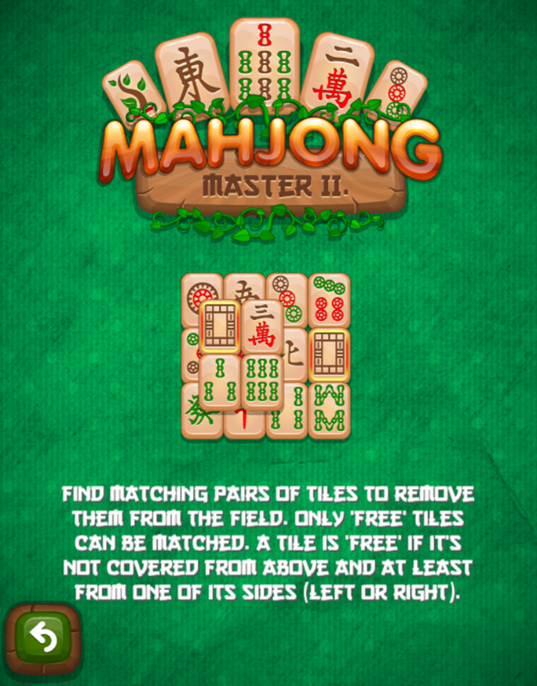 Mahjong Master 2 Game Instructions Screenshot.