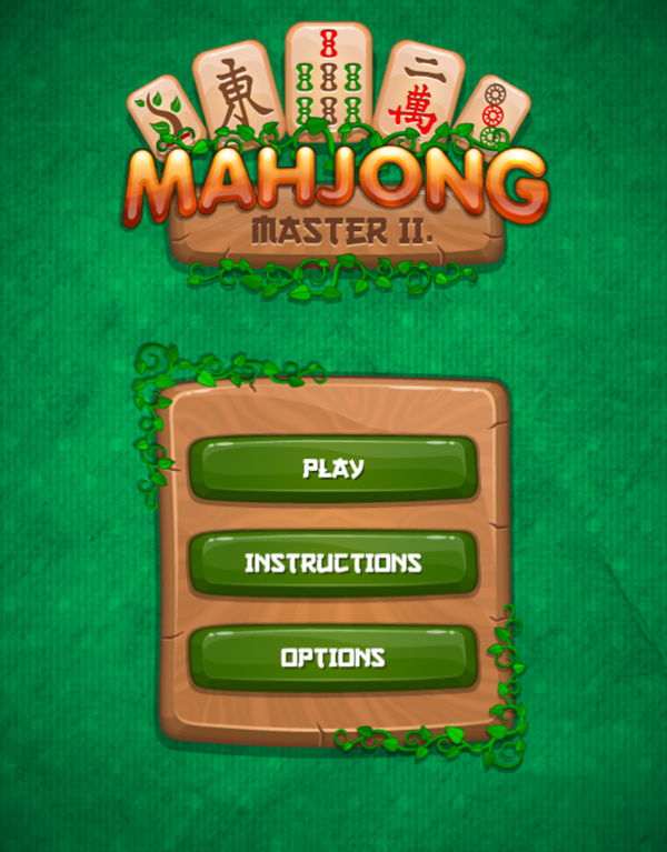 Mahjong Master 2 Game Welcome Screen Screenshot.