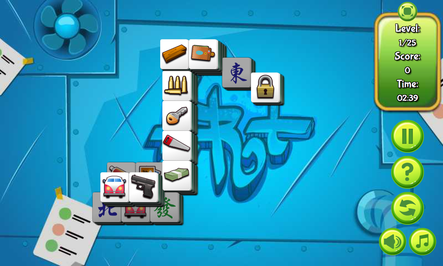 Mahjong Match Game Level Start Screenshot.