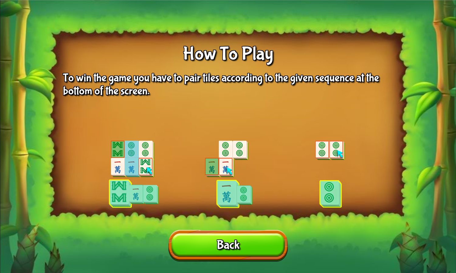 Mahjong Sequence Game How to Play Screen Screenshot.