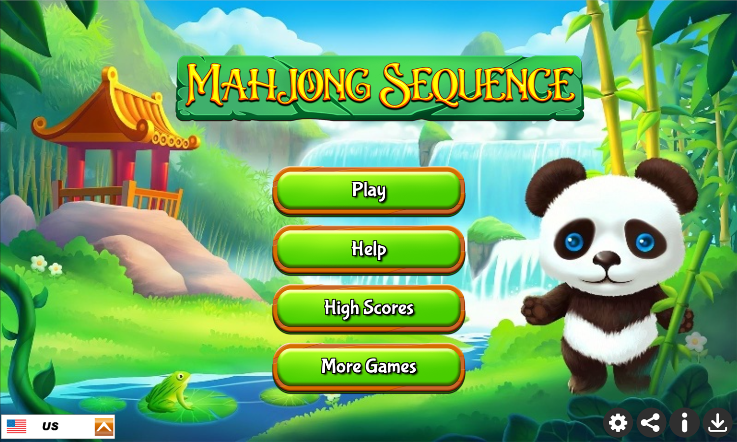 Mahjong Sequence Game Welcome Screen Screenshot.
