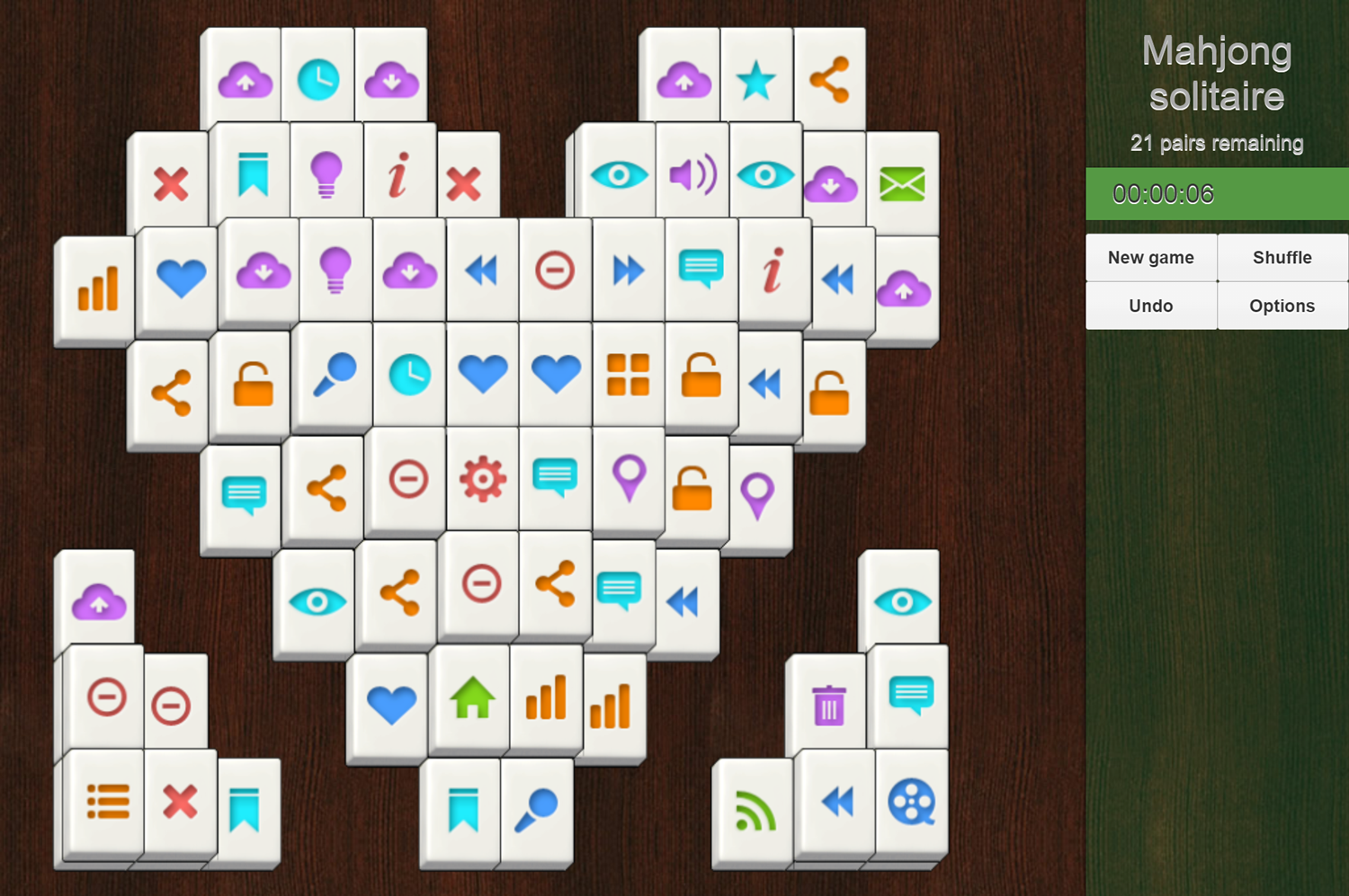 Mahjong Solitaire Heart Game Screenshot.