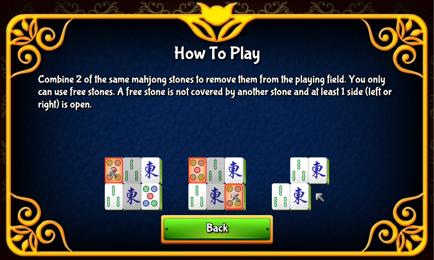 Mahjong Tiles Game How To Play Screenshot.