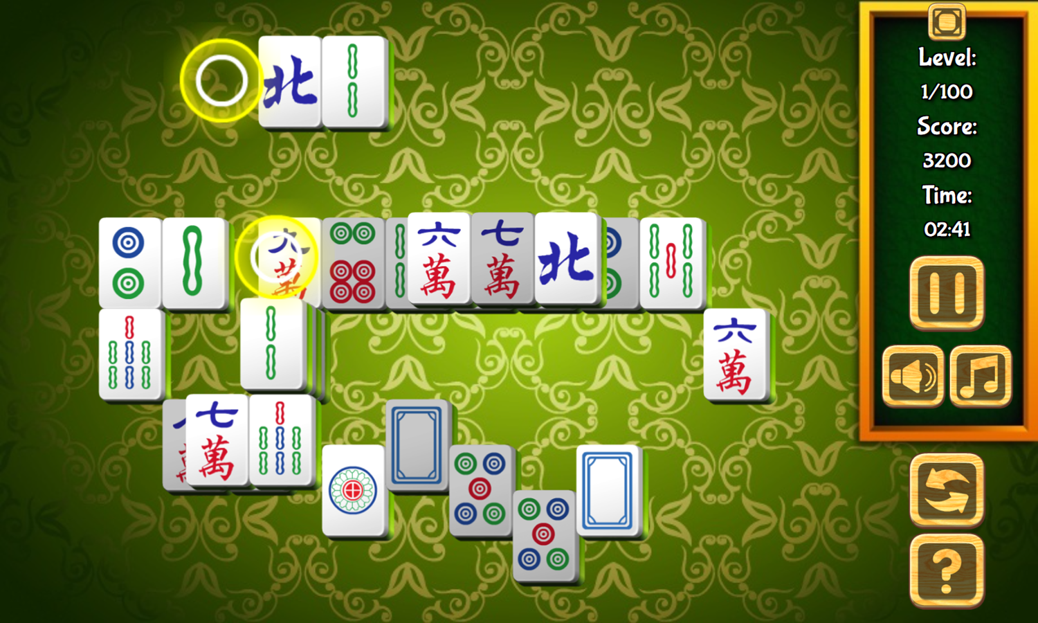 Mahjong Tiles Game Level Play Screenshot.