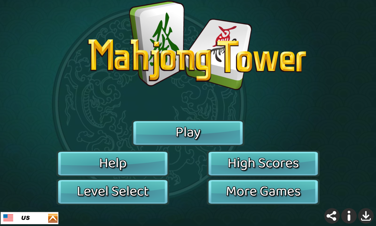 Mahjong Tower Game Welcome Screen Screenshot.