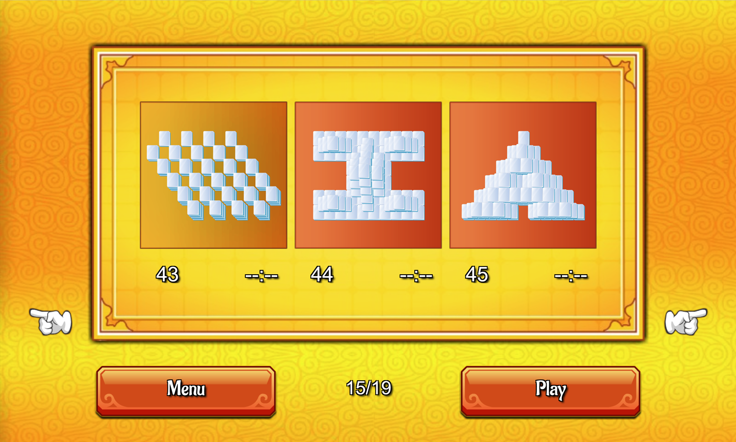 Mahjongg China Game Layout Select Screen Screenshot.