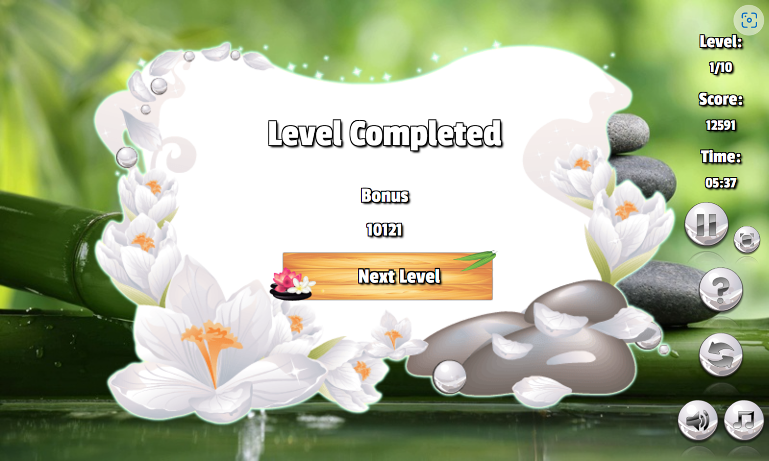 Mahjongg Relax Game Level Completed Screenshot.