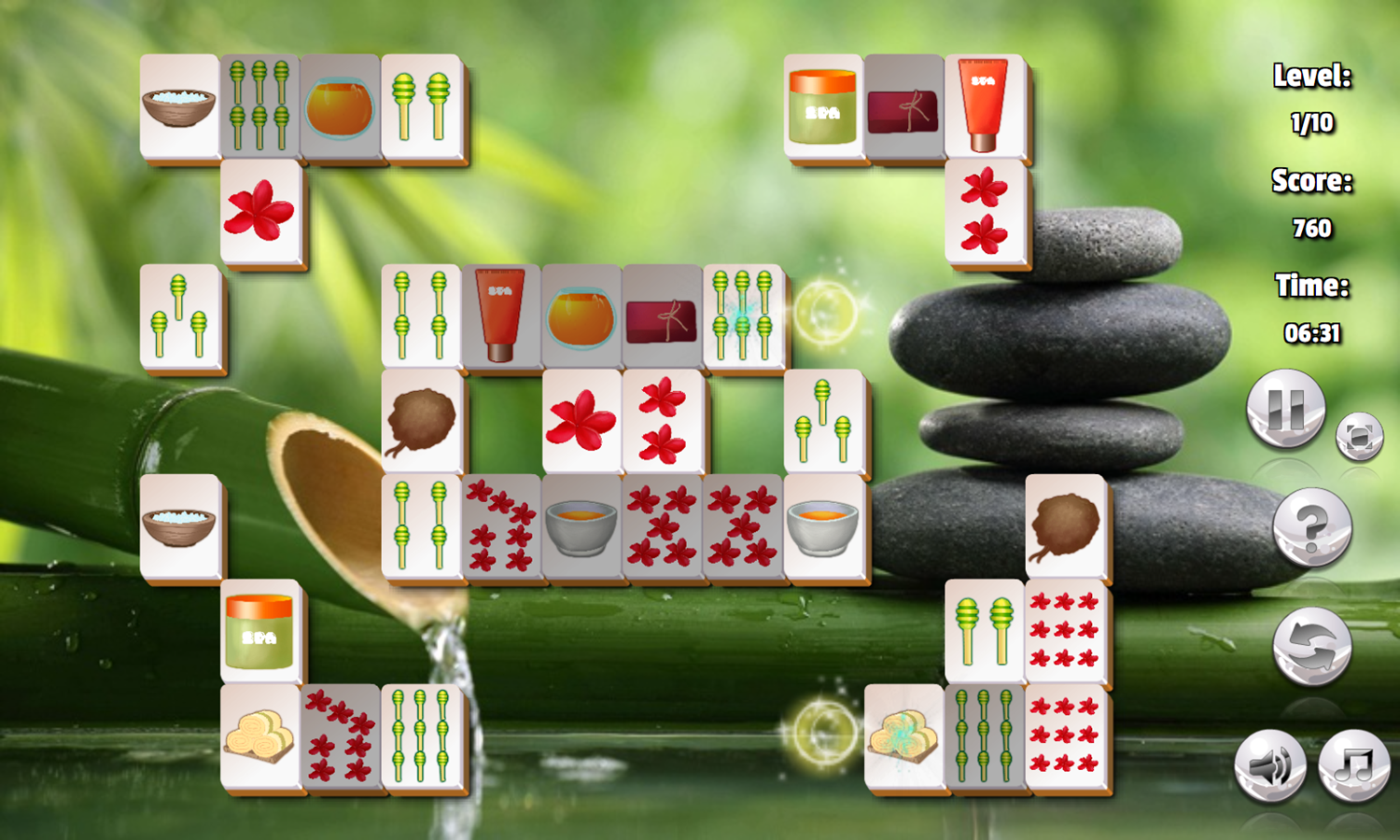 Mahjongg Relax Game Level Play Screenshot.