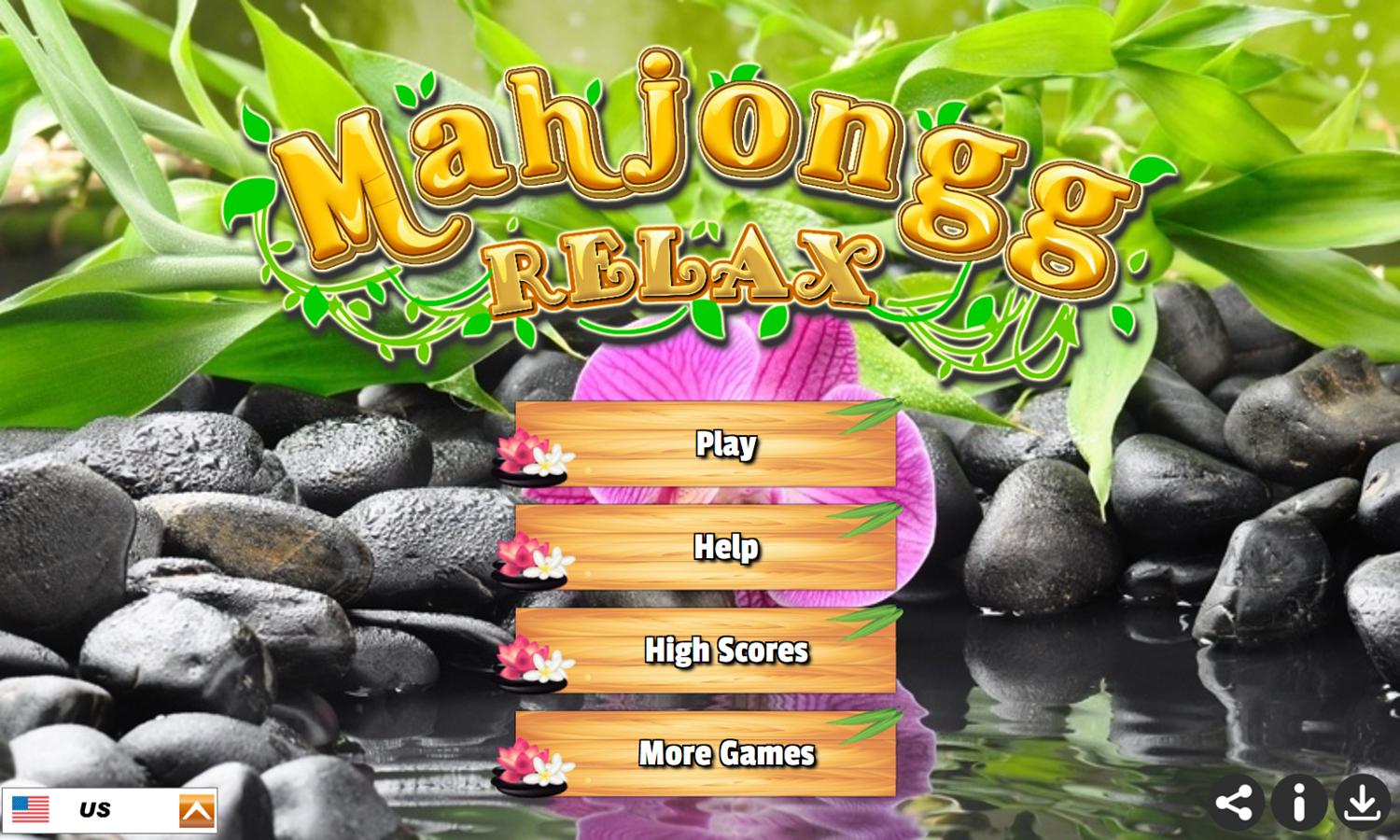 Mahjongg Relax Game Welcome Screen Screenshot.