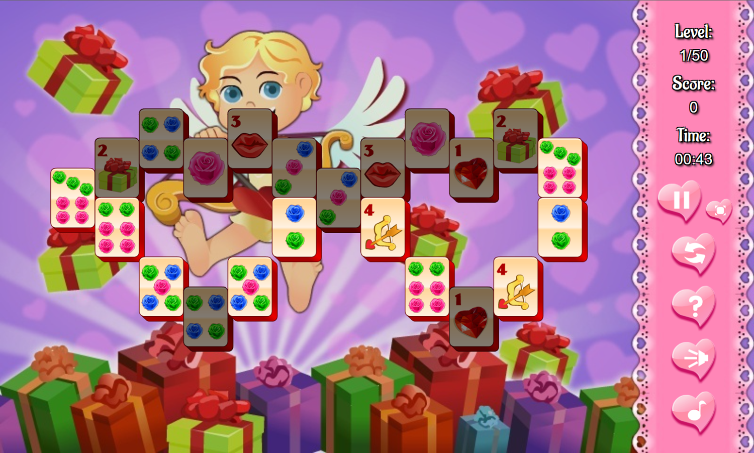 Mahjongg Valentine Game Level Start Screenshot.
