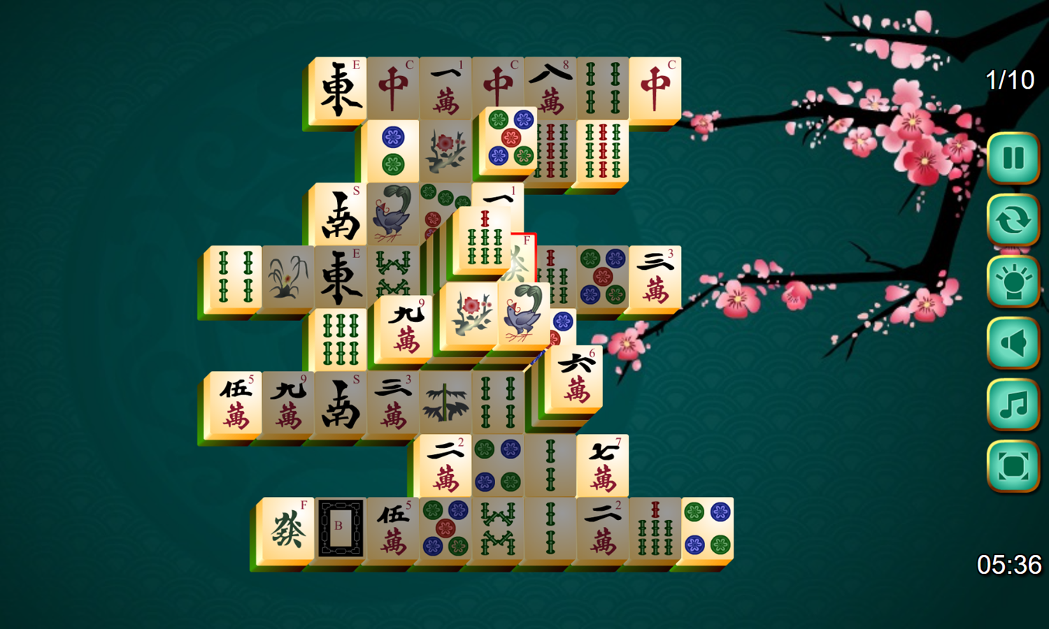 Majong Game Play Screenshot.