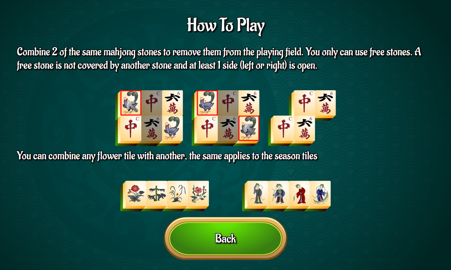Majong Game How To Play Screenshot.