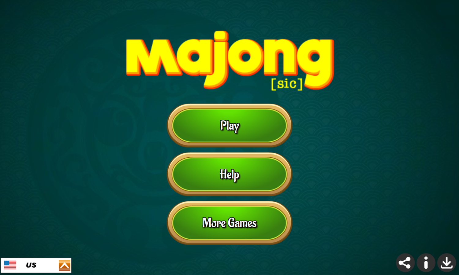 Majong Game Welcome Screen Screenshot.
