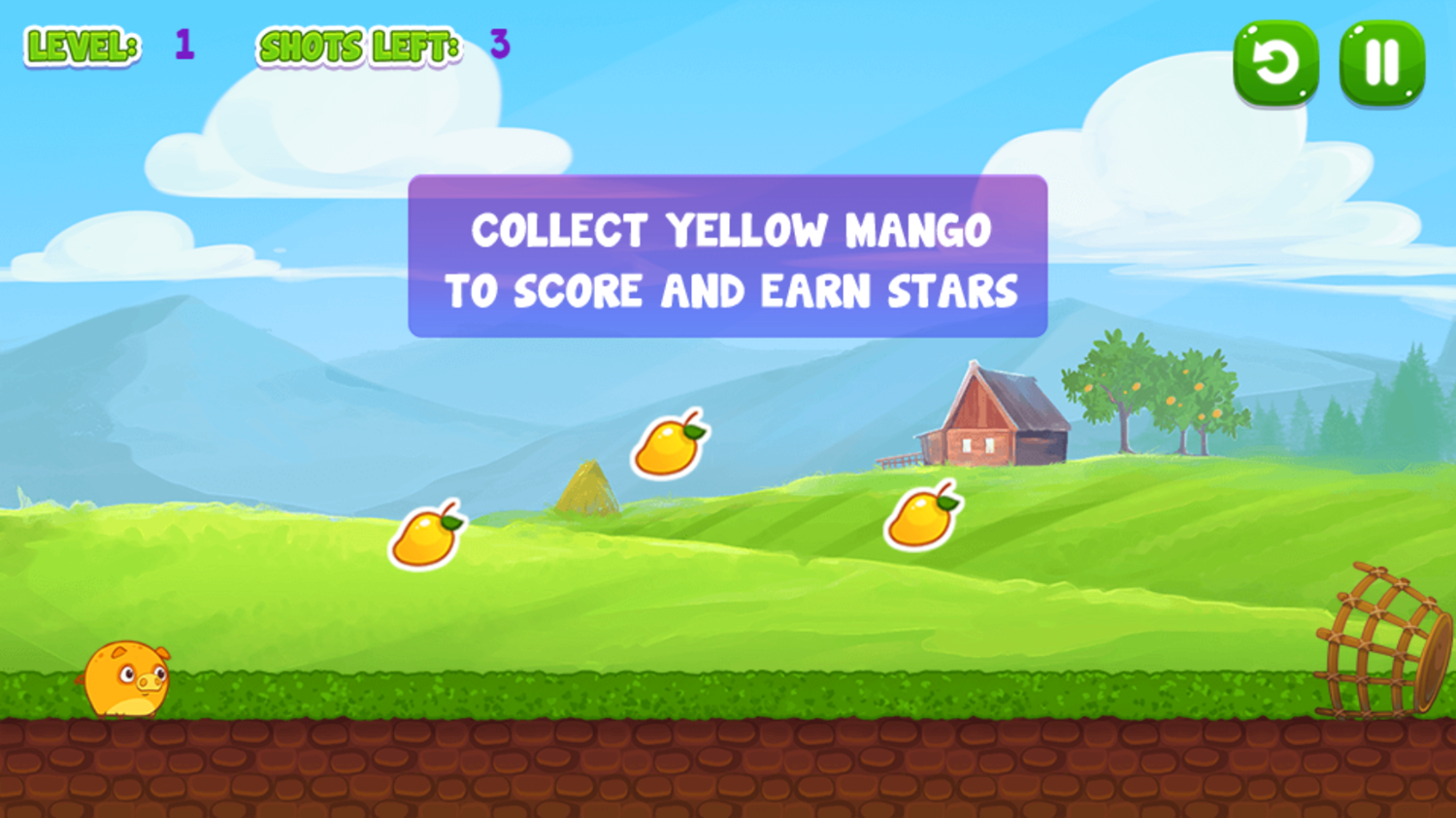 Mango Piggy Piggy Farm Harvest Game Instructions Screenshot.