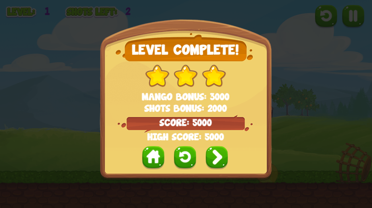 Mango Piggy Piggy Farm Harvest Game Level Complete Screenshot.