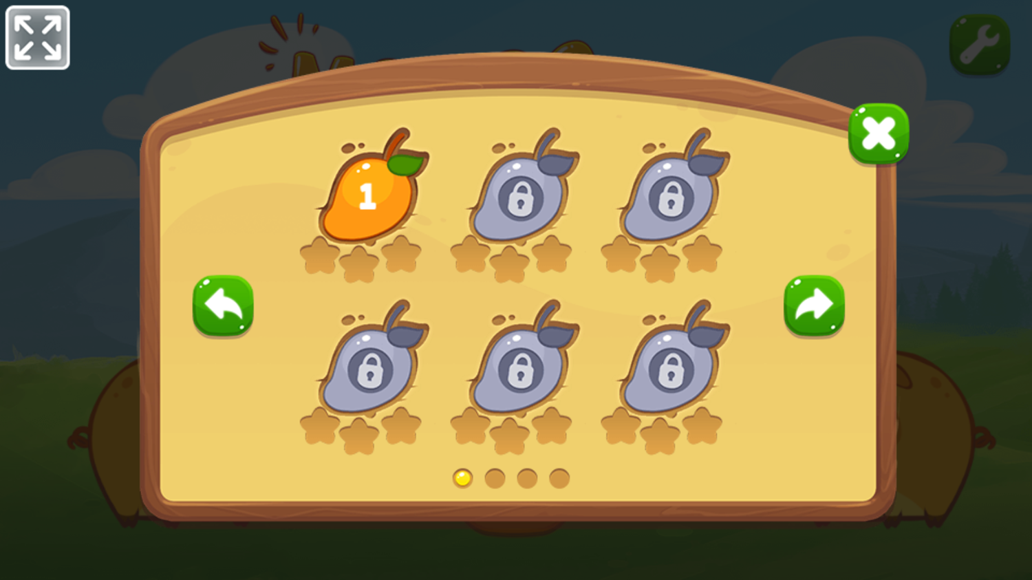 Mango Piggy Piggy Farm Harvest Game Level Select Screenshot.