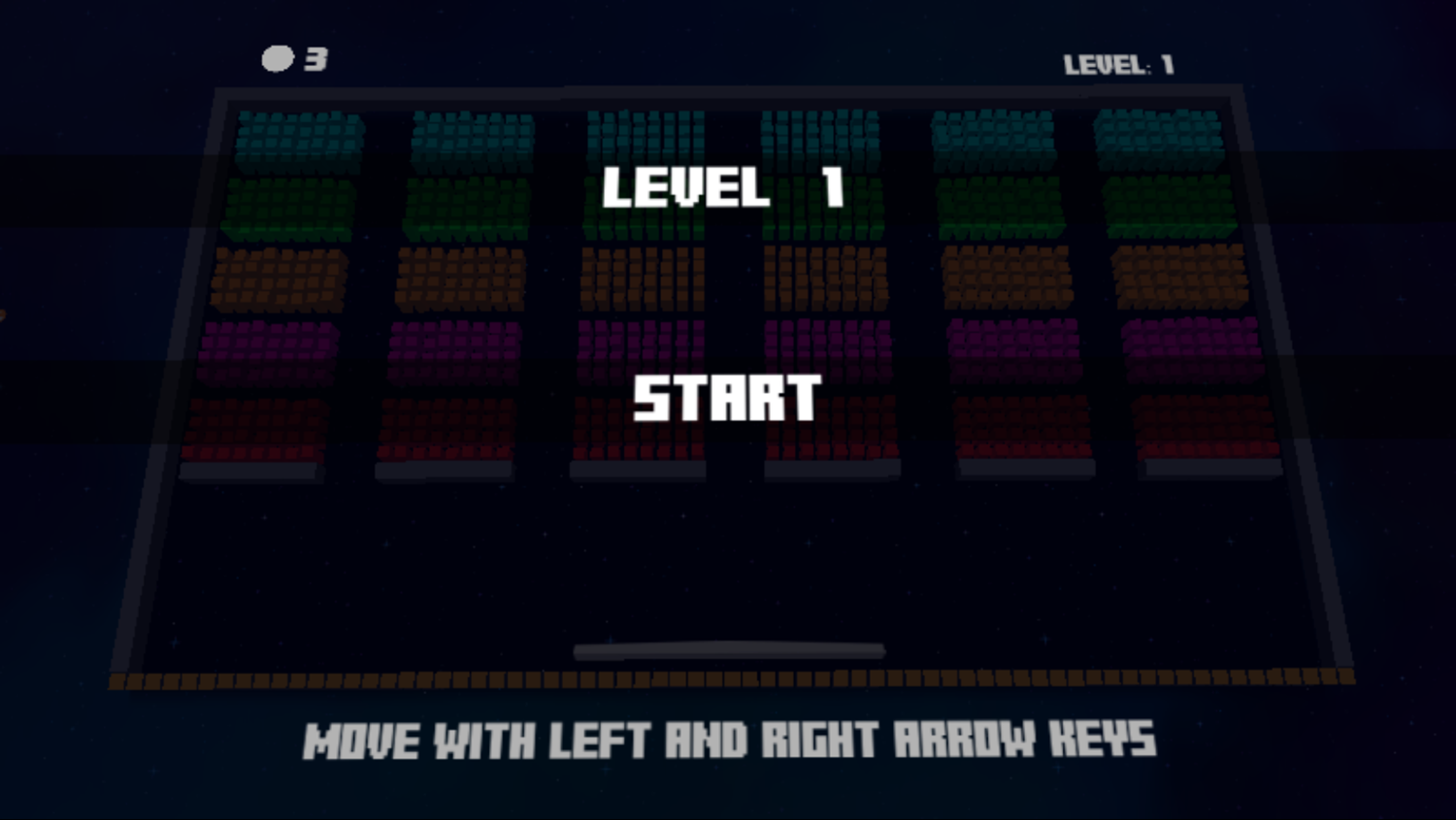 Many Bricks Block 3D Game Level Start Screenshot.
