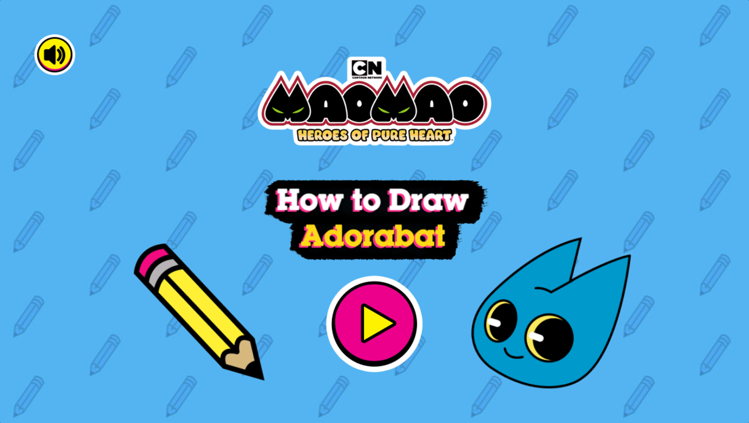 Mao Mao How to Draw Adorabat Game Welcome Screen Screenshot.