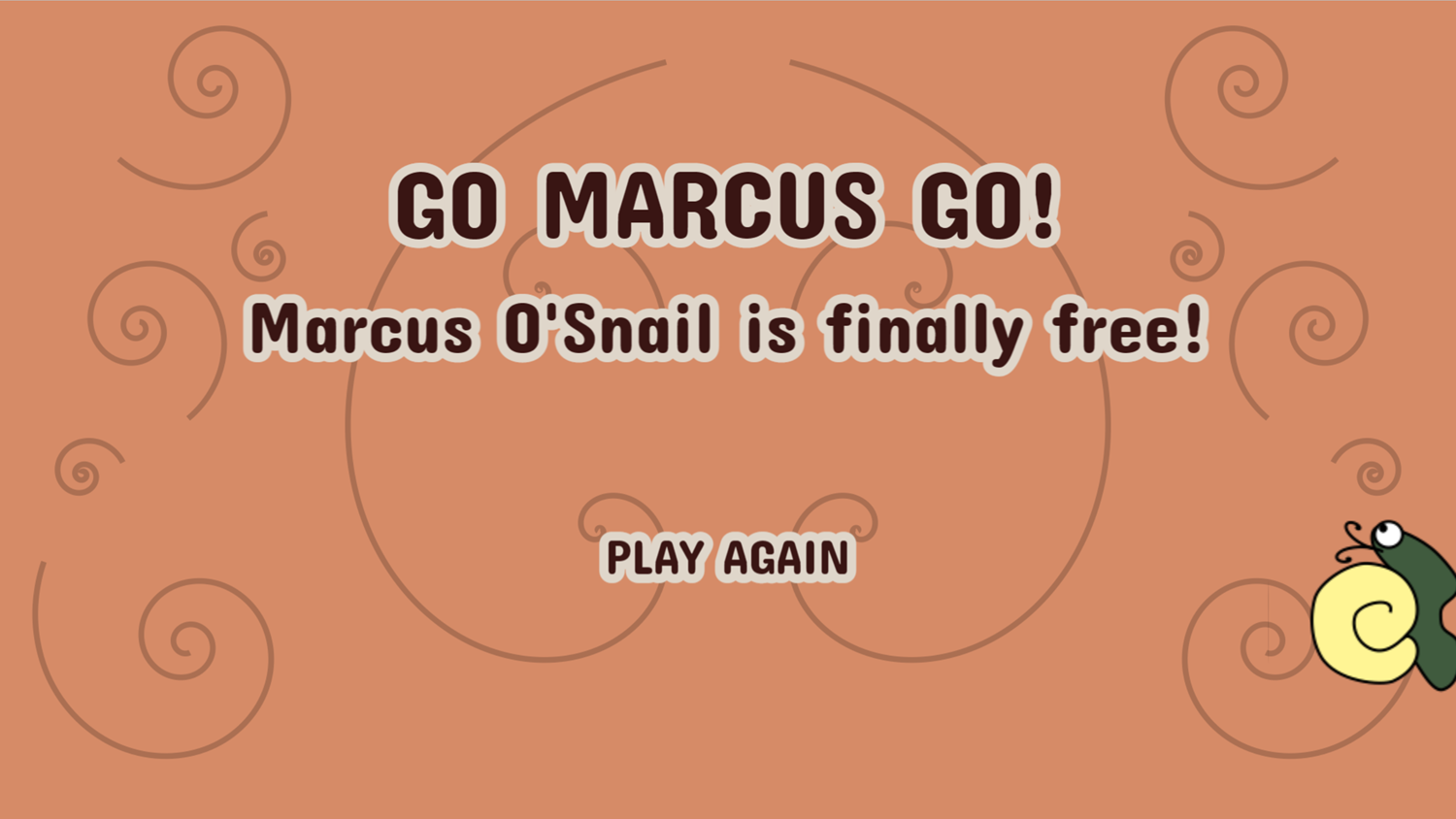 Marcus O'Snail Game Beat Screen Screenshot.