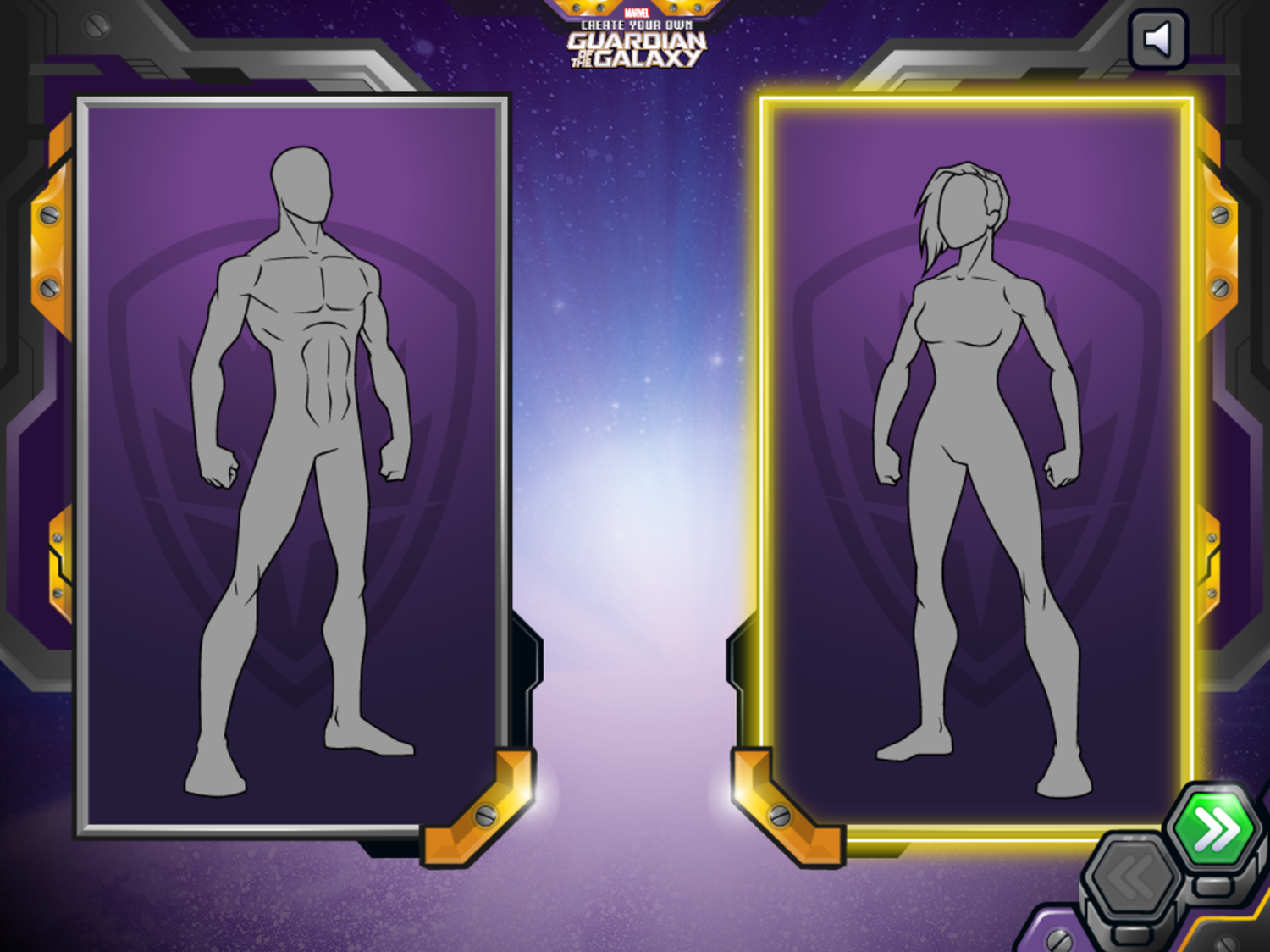 Marvel Create Your Own Guardian of the Galaxy Game Select Body Type Screenshot.