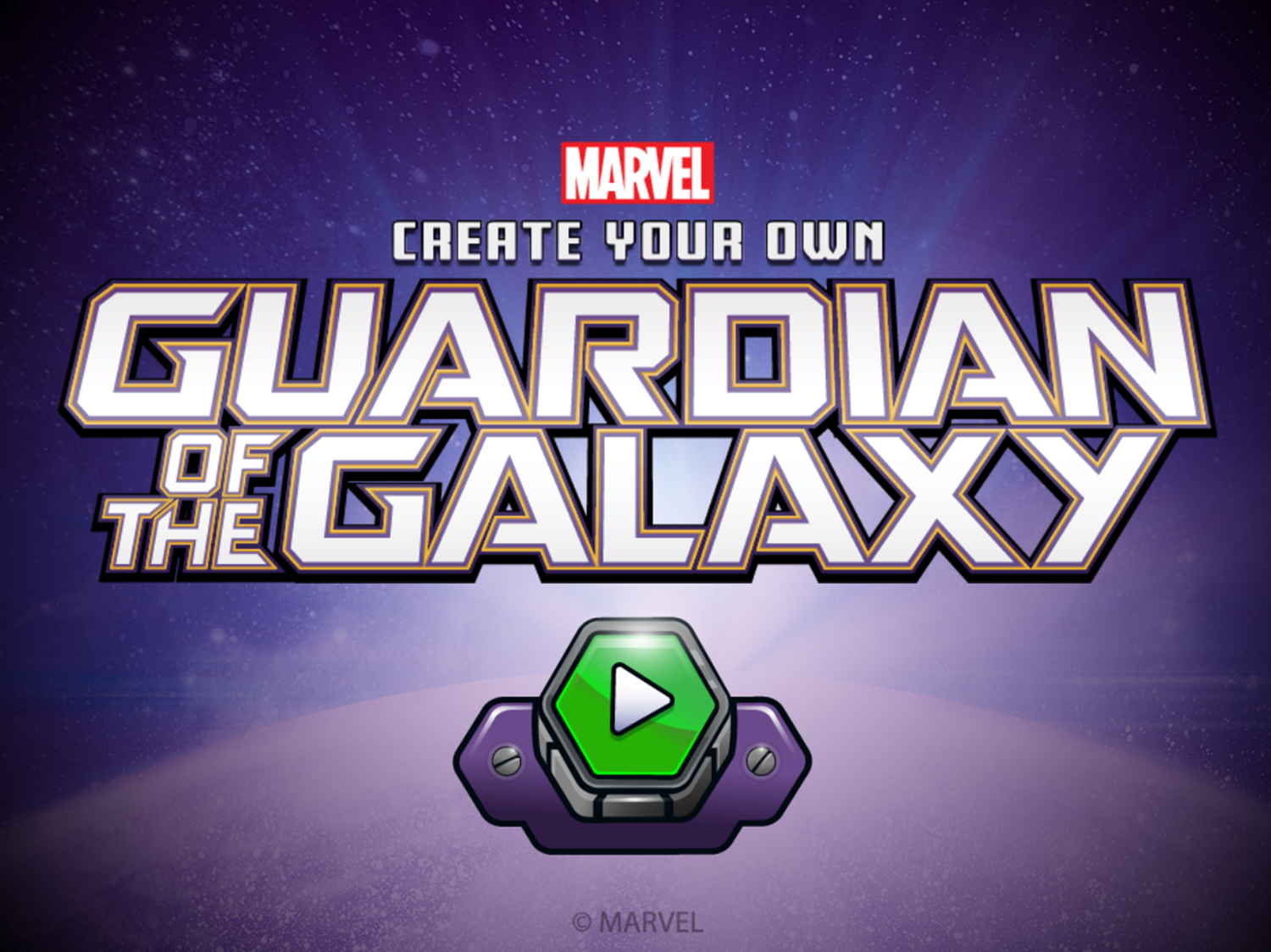 Marvel Create Your Own Guardian of the Galaxy Game Welcome Screen Screenshot.