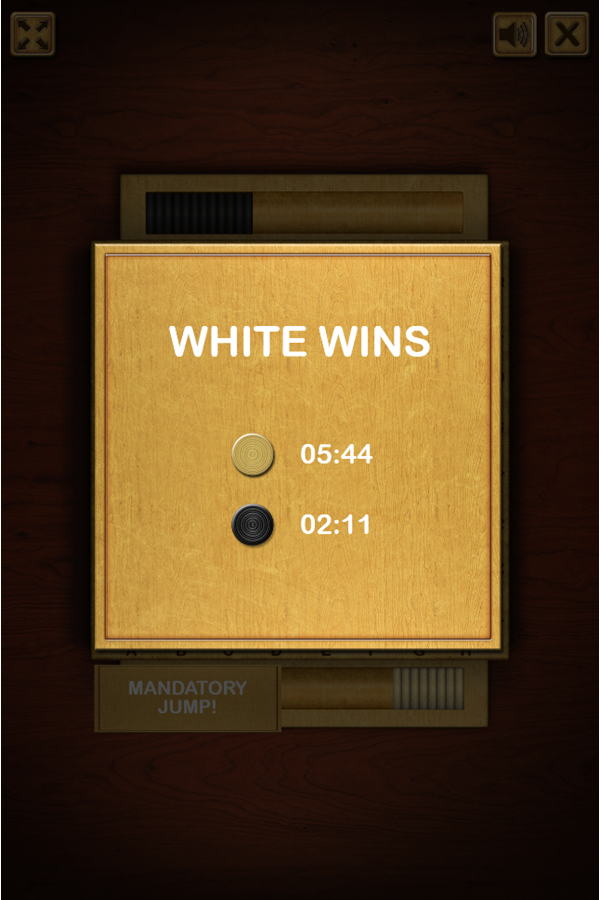 Master Checkers Game White Wins Screenshot.