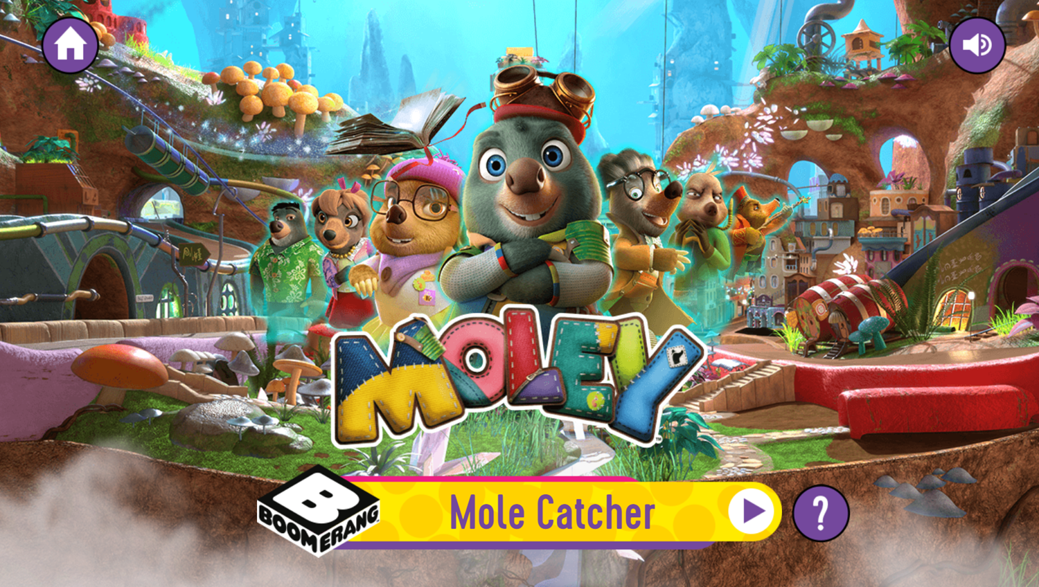 Master Moley Mole Catcher Game Welcome Screen Screenshot.
