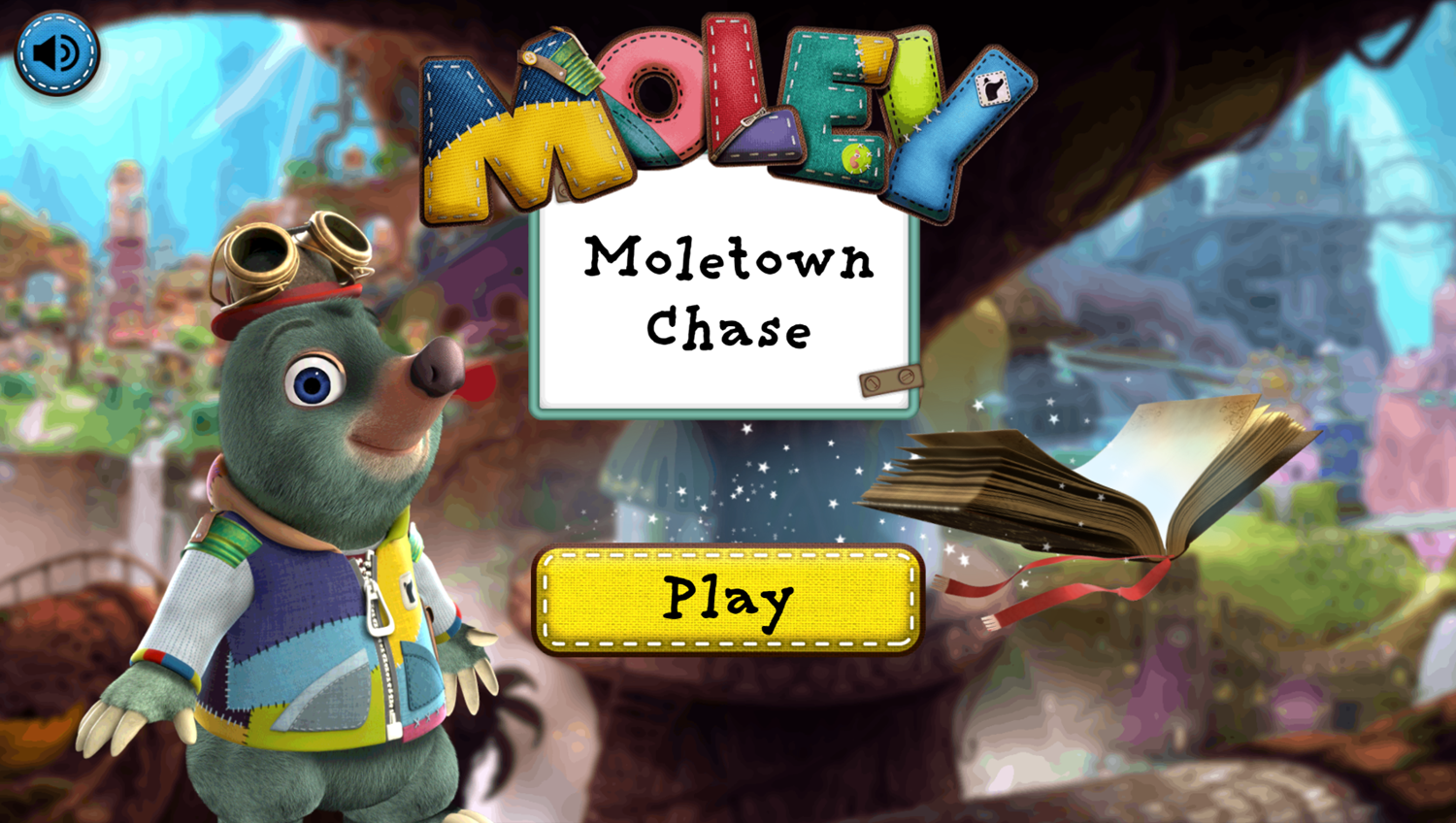 Master Moley Moletown Chase Game Welcome Screen Screenshot.