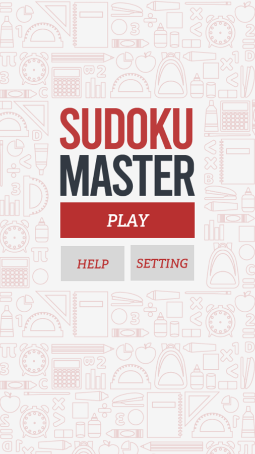 Master of Sudoku Game Welcome Screen Screenshot.