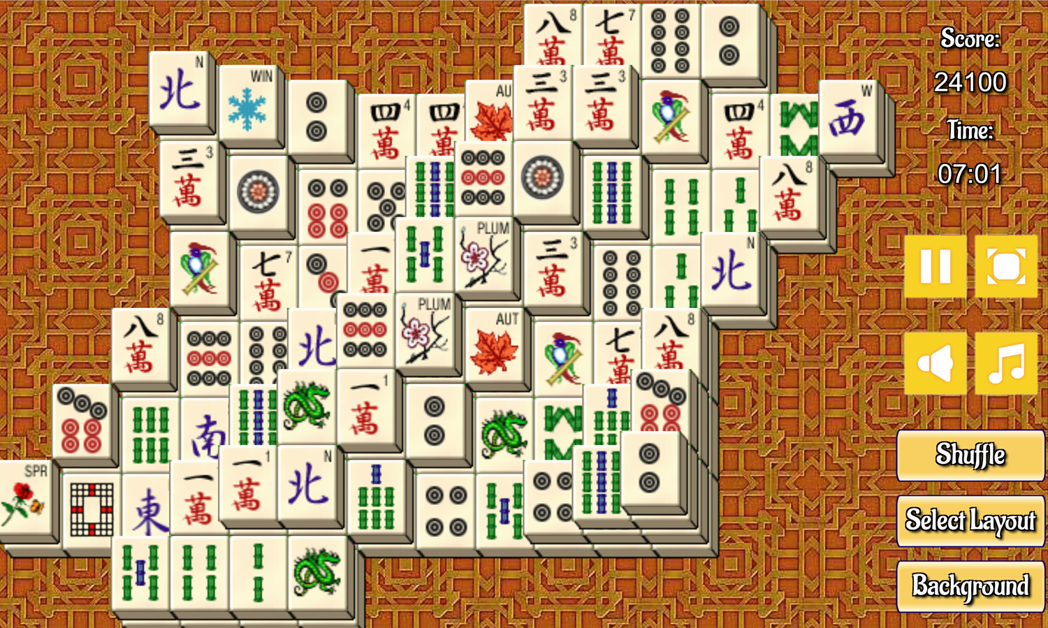 Master Qwan's Mahjongg Game Alternate Background Screenshot.