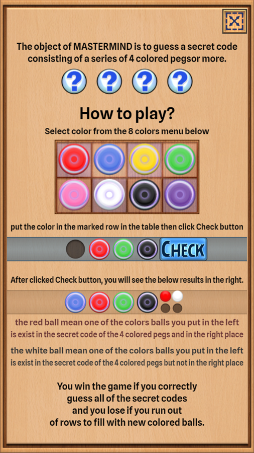 Mastermind Online Game How To Play Screenshot.