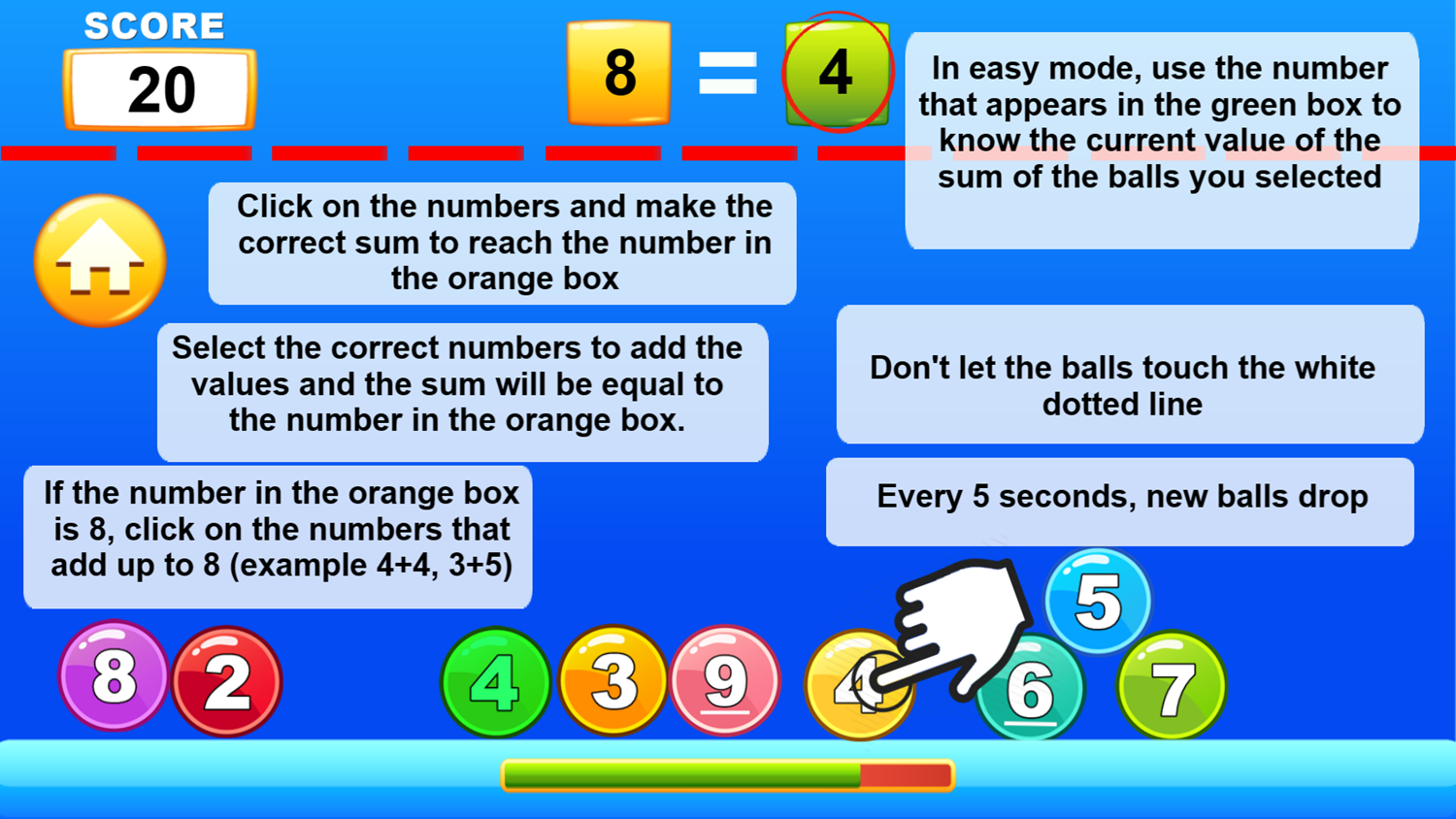 Math Balls Game How To Play Screenshot.