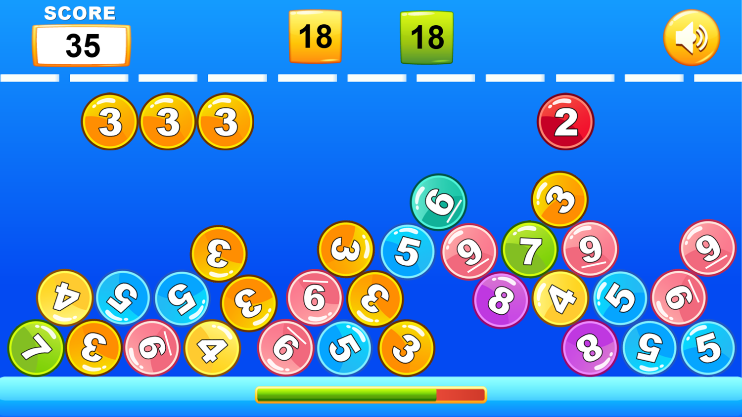Math Balls Game Play Screenshot.