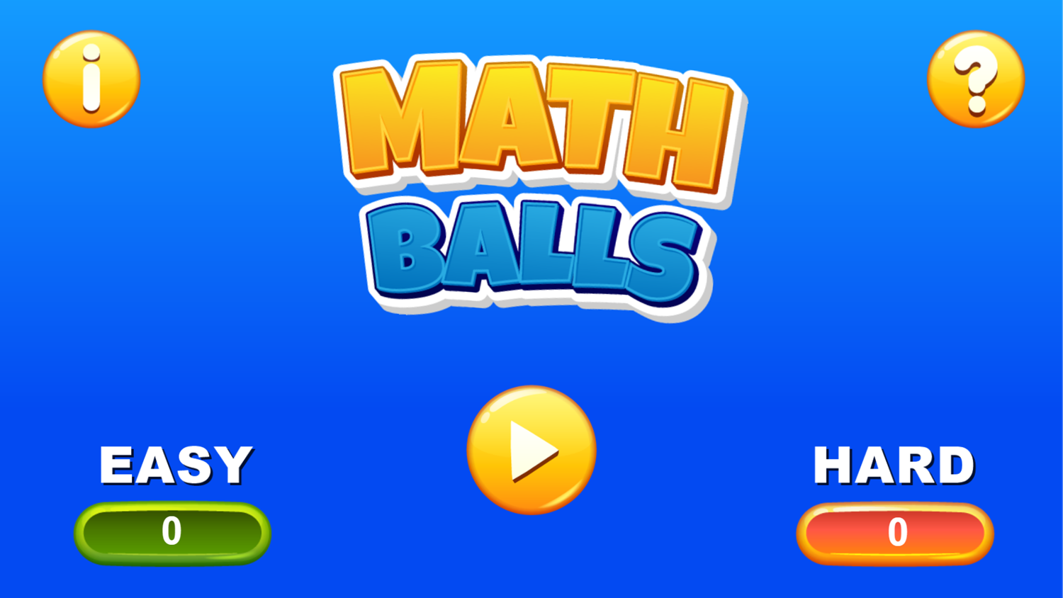 Math Balls Game Welcome Screen Screenshot.