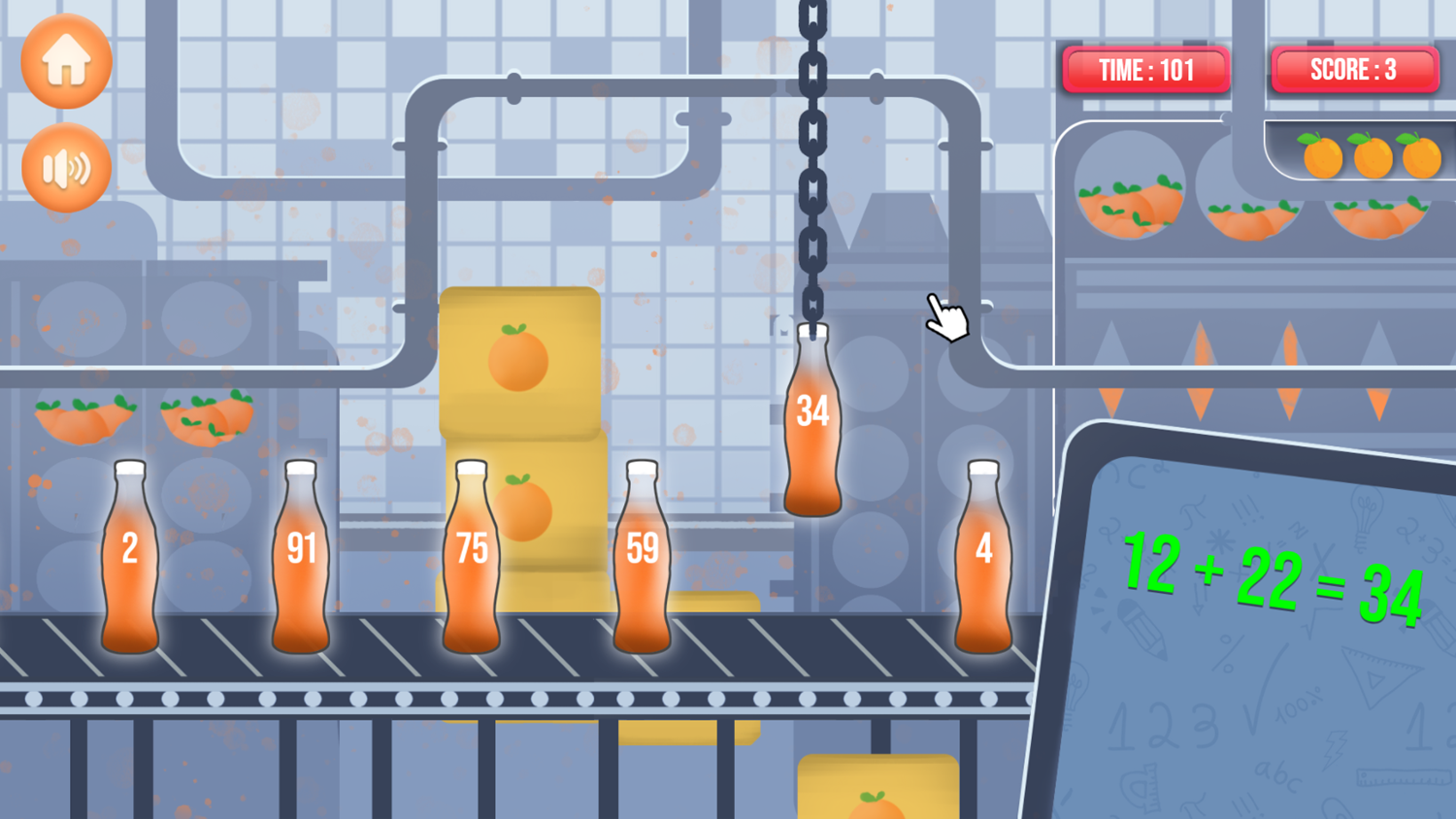 Math Juice Factory Game Progress Screenshot.